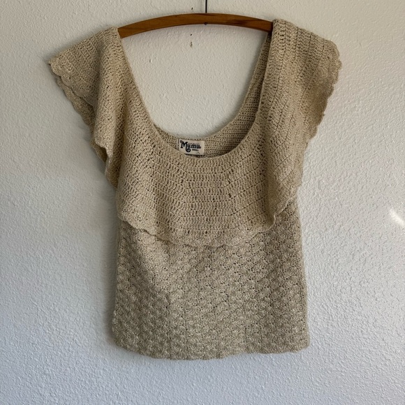 Show Me Your Mumu Crocheted Top With Gold Threading Small NWT - Picture 1 of 7